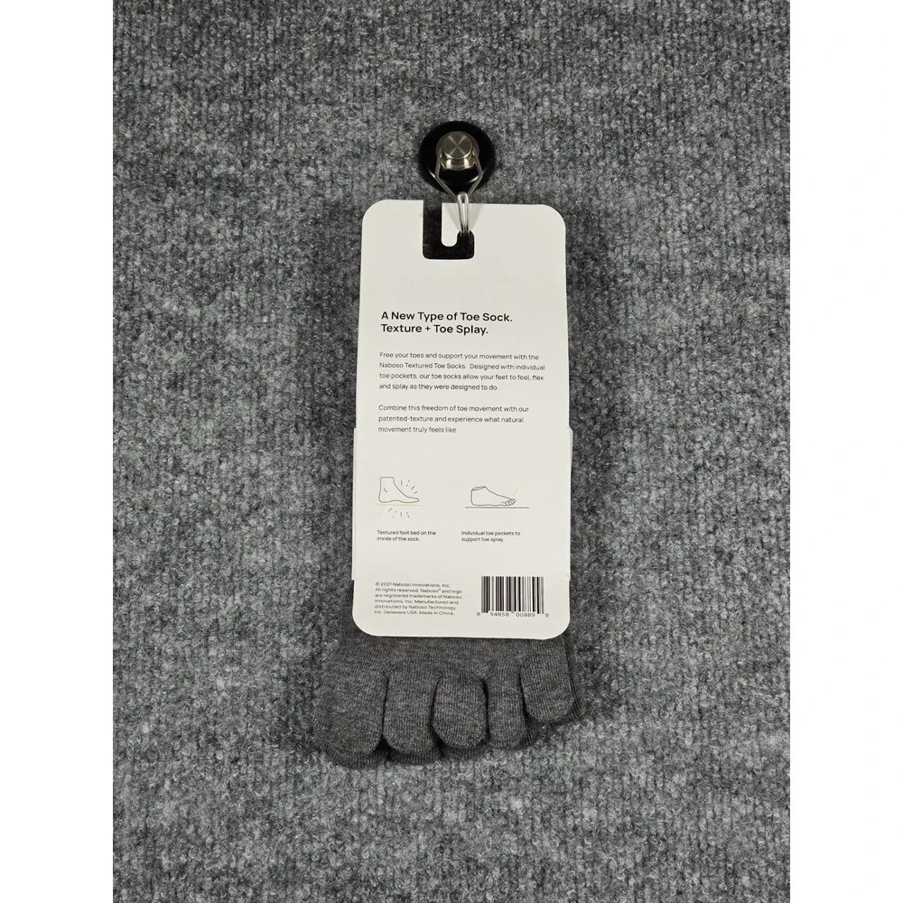 Naboso Textured‎ Toe Sock With Sensory Texture Size Medium W 7.5-9.5 M 6-8 Gray